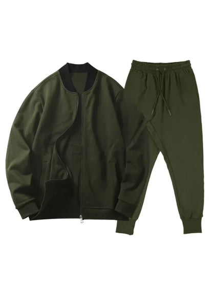Men's new casual solid color baseball collar jacket suit - Shello's Creative Boutique
