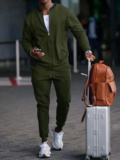 Men's new casual solid color baseball collar jacket suit - Shello's Creative Boutique