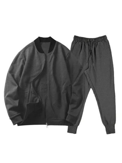 Men's new casual solid color baseball collar jacket suit - Shello's Creative Boutique