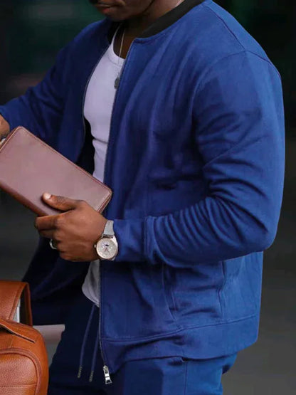 Men's new casual solid color baseball collar jacket suit - Shello's Creative Boutique
