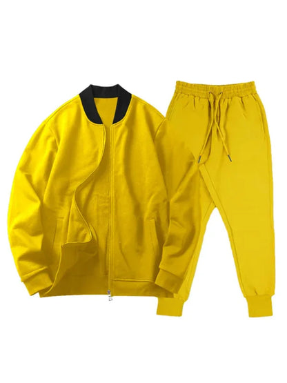 Men's new casual solid color baseball collar jacket suit - Shello's Creative Boutique