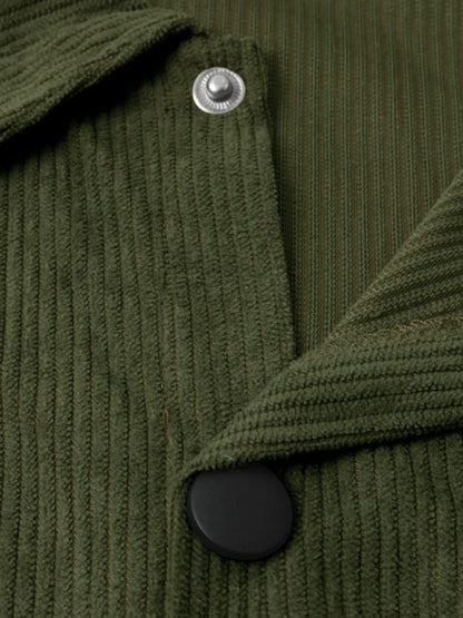 Men's new casual multi-pocket solid color corduroy button-down shirt Shello Creative Boutique
