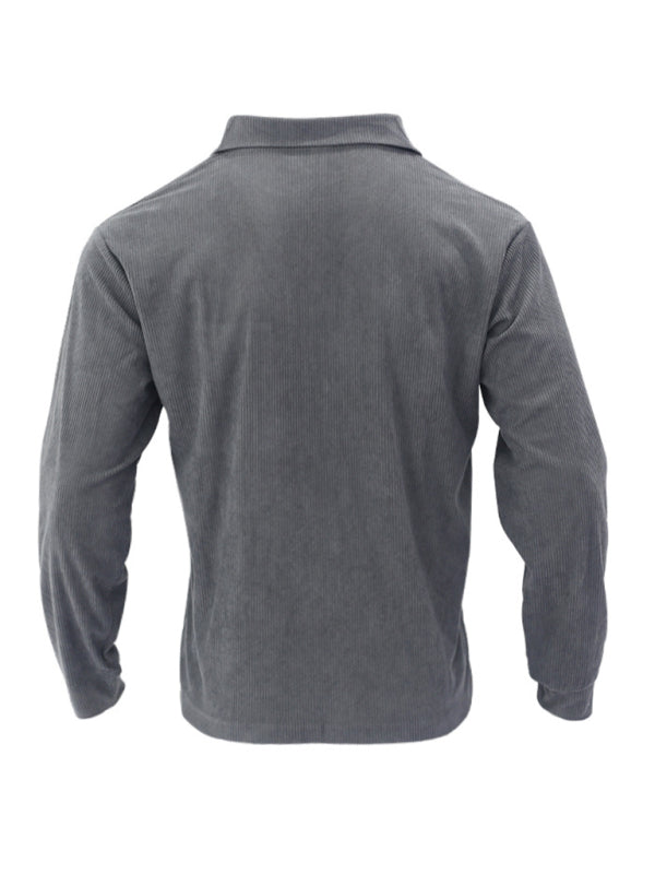 Men's new casual multi-pocket solid color corduroy button-down shirt Shello Creative Boutique