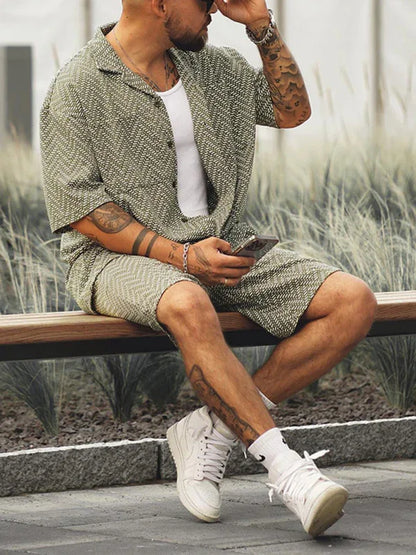 Men's Casual Holiday Short-Sleeved Shirt Shorts Printed Set - Shello's Creative Boutique