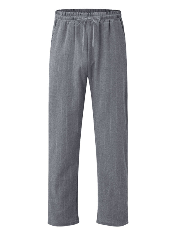 Men's vertical striped lace-up elastic waist beach pants casual trousers Shello's Creative Boutique