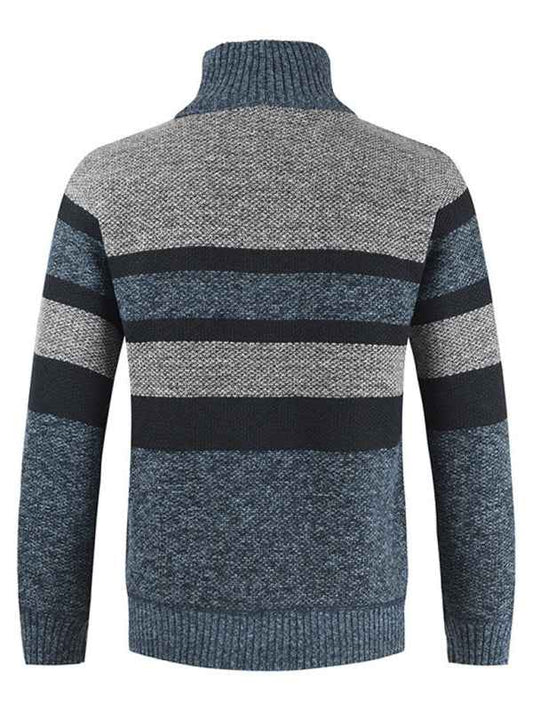 Men’s Autumn-Winter Knitted Colorblock Pullover Sweater for Adults