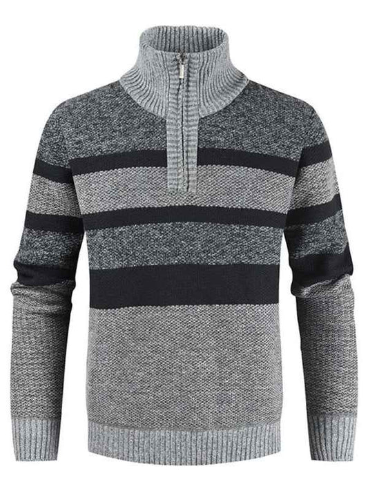 Men’s Autumn-Winter Knitted Colorblock Pullover Sweater for Adults