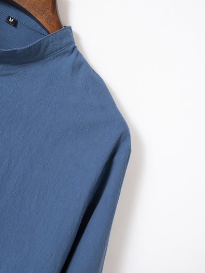 New Fashion Retro Stand Collar Slim Fit Casual Long Sleeve Shirt Shello Creative Boutique