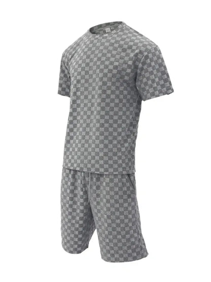 Men's Jacquard Checkerboard Sports and Leisure Two-Piece Suit – The Perfect Blend of Style - Shello's Creative Boutique