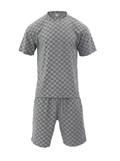 Men's Jacquard Checkerboard Sports and Leisure Two-Piece Suit – The Perfect Blend of Style - Shello's Creative Boutique