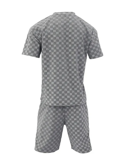 Men's Jacquard Checkerboard Sports and Leisure Two-Piece Suit – The Perfect Blend of Style - Shello's Creative Boutique