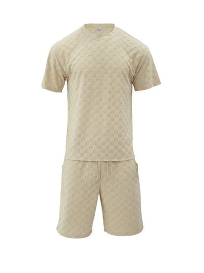 Men's Jacquard Checkerboard Sports and Leisure Two-Piece Suit – The Perfect Blend of Style - Shello's Creative Boutique