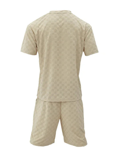 Men's Jacquard Checkerboard Sports and Leisure Two-Piece Suit – The Perfect Blend of Style - Shello's Creative Boutique