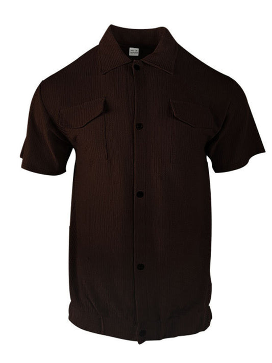 Men's new cardigan front pocket casual short-sleeved shirt Shello Creative Boutique