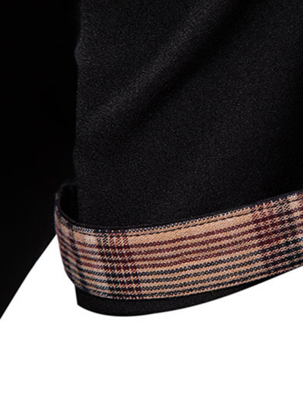 Men's Casual Collar Buttoned Plaid Color Block Short Sleeve Shirt Shello's Creative Boutique