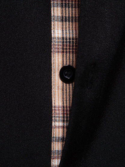 Men's Casual Collar Buttoned Plaid Color Block Short Sleeve Shirt Shello's Creative Boutique