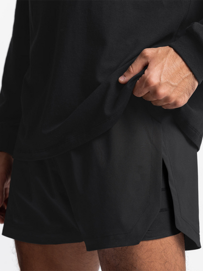 Men's fake two-piece trousers multi-pocket running training sports shorts Shello's Creative Boutique