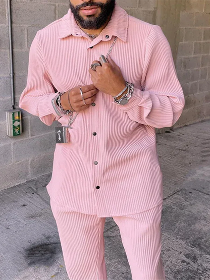 Men's Casual Loose Long Sleeve Corduroy Pants Suit - Shello's Creative Boutique