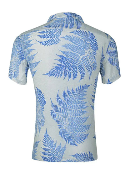 Men's Casual Loose Beach Wear Maple Leaf Print Short Sleeve Shirt – Effortlessly Breezy Style! - Shello's Creative Boutique