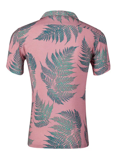Men's Casual Loose Beach Wear Maple Leaf Print Short Sleeve Shirt – Effortlessly Breezy Style! - Shello's Creative Boutique