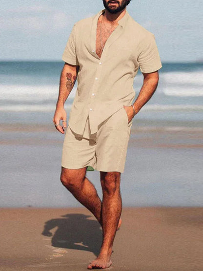 Men's Casual Home Wear Loose Long-Sleeved Shorts Two-Piece Set – Perfect for Comfort and Relaxation! - Shello's Creative Boutique