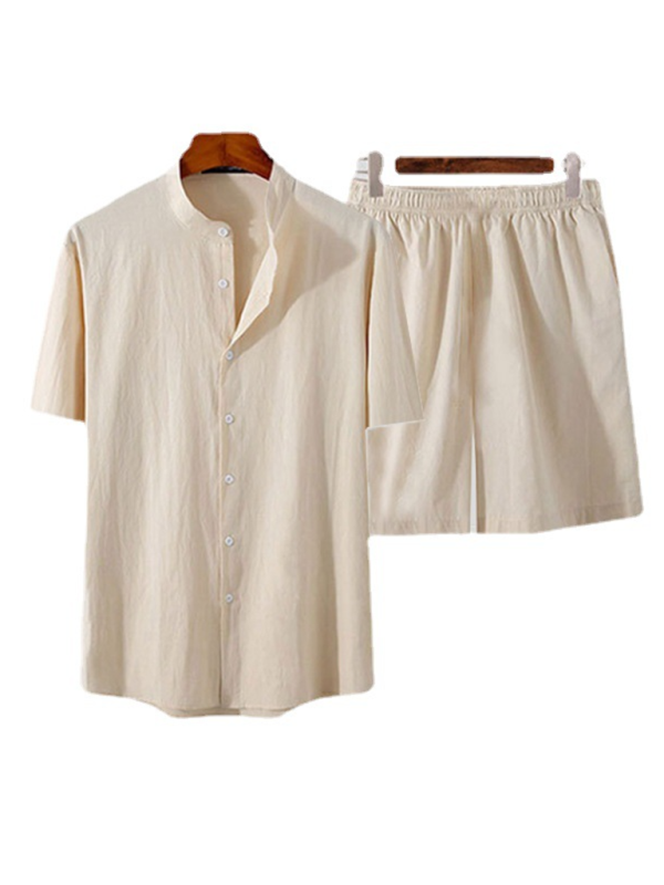 Men's casual home wear loose long-sleeved shorts two-piece set Shello's Creative Boutique