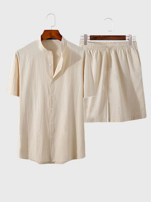 Men's casual home wear loose long-sleeved shorts two-piece set Shello's Creative Boutique
