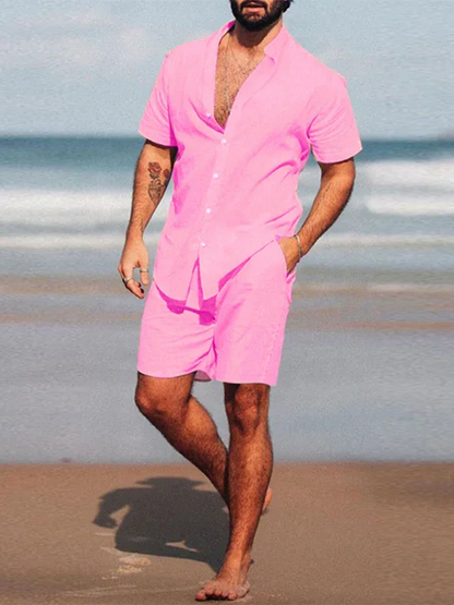 Men's Casual Home Wear Loose Long-Sleeved Shorts Two-Piece Set – Perfect for Comfort and Relaxation! - Shello's Creative Boutique