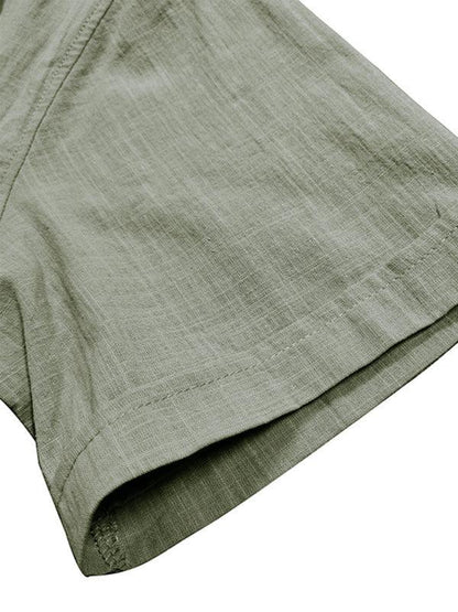 Men's casual solid color lapel short-sleeved tops - Shello's Creative Boutique