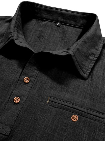 Men's casual solid color lapel short-sleeved tops - Shello's Creative Boutique