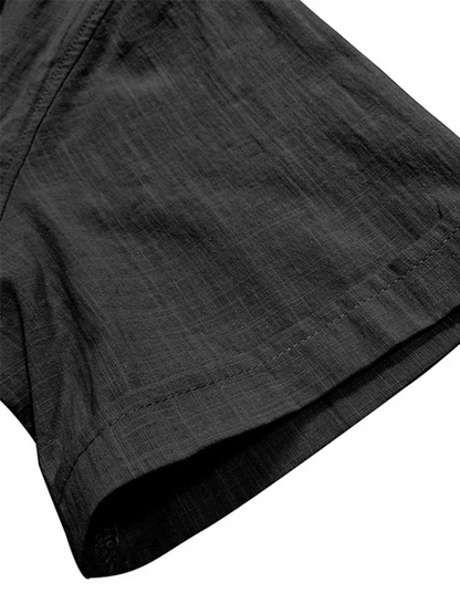 Men's casual solid color lapel short-sleeved tops - Shello's Creative Boutique