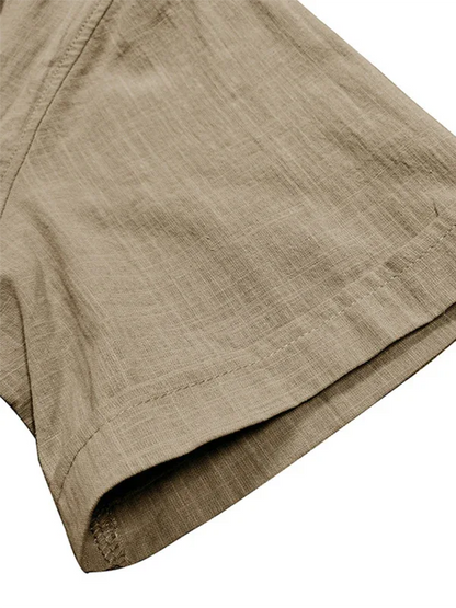 Men's casual solid color lapel short-sleeved tops - Shello's Creative Boutique