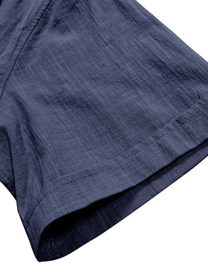 Men's casual solid color lapel short-sleeved tops - Shello's Creative Boutique