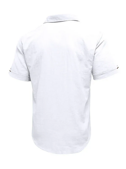 Men's casual solid color lapel short-sleeved tops - Shello's Creative Boutique