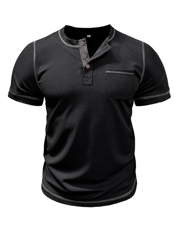 Men's American Vintage Henley Collar Short Sleeve T-Shirt Shello's Creative Boutique