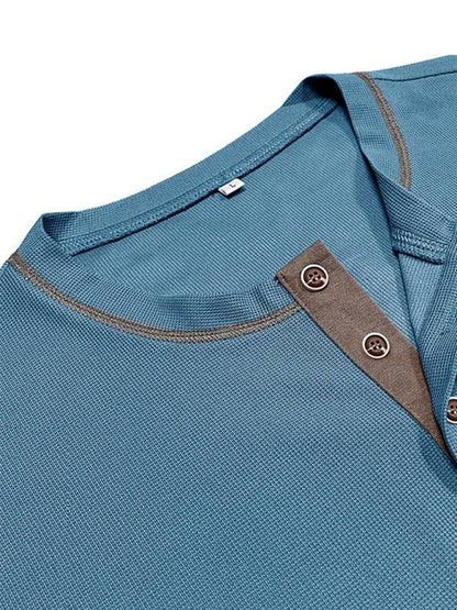 Men's American Vintage Henley Collar Short Sleeve T-Shirt – Classic Style Meets Everyday Comfort! - Shello's Creative Boutique