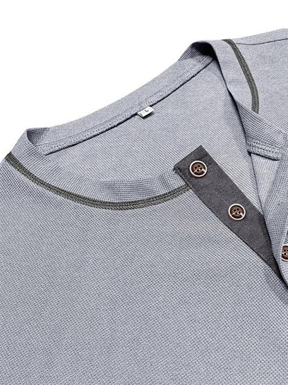 Men's American Vintage Henley Collar Short Sleeve T-Shirt – Classic Style Meets Everyday Comfort! - Shello's Creative Boutique