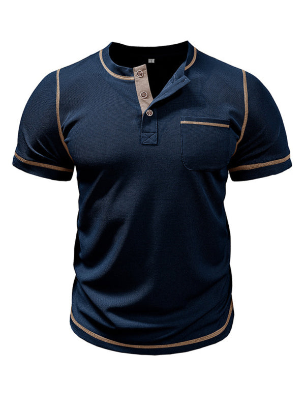 Men's American Vintage Henley Collar Short Sleeve T-Shirt Shello's Creative Boutique