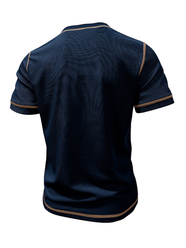 Men's American Vintage Henley Collar Short Sleeve T-Shirt Shello's Creative Boutique