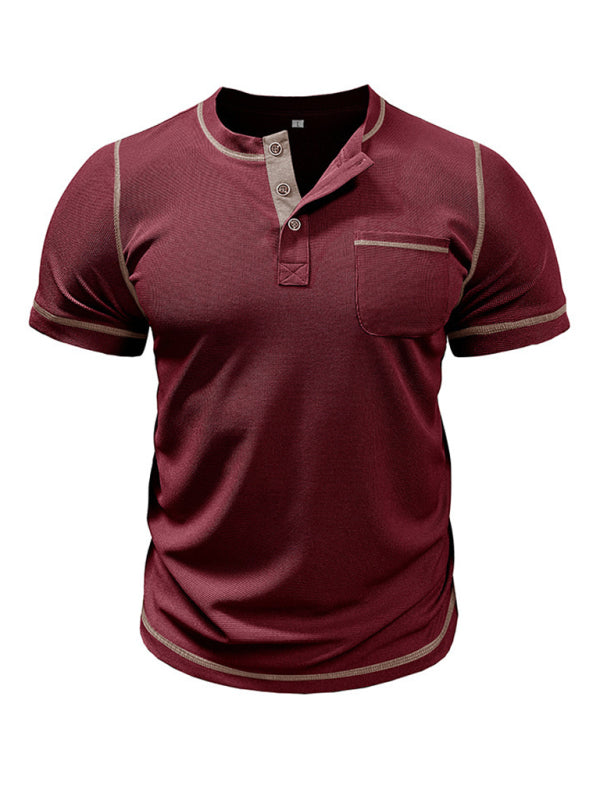 Men's American Vintage Henley Collar Short Sleeve T-Shirt Shello's Creative Boutique