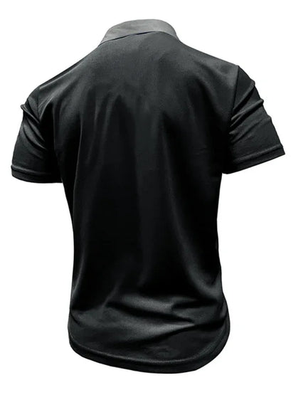 Men Lapel Colour Block Short Sleeve Polo Shirt – Effortless Sophistication - Shello's Creative Boutique