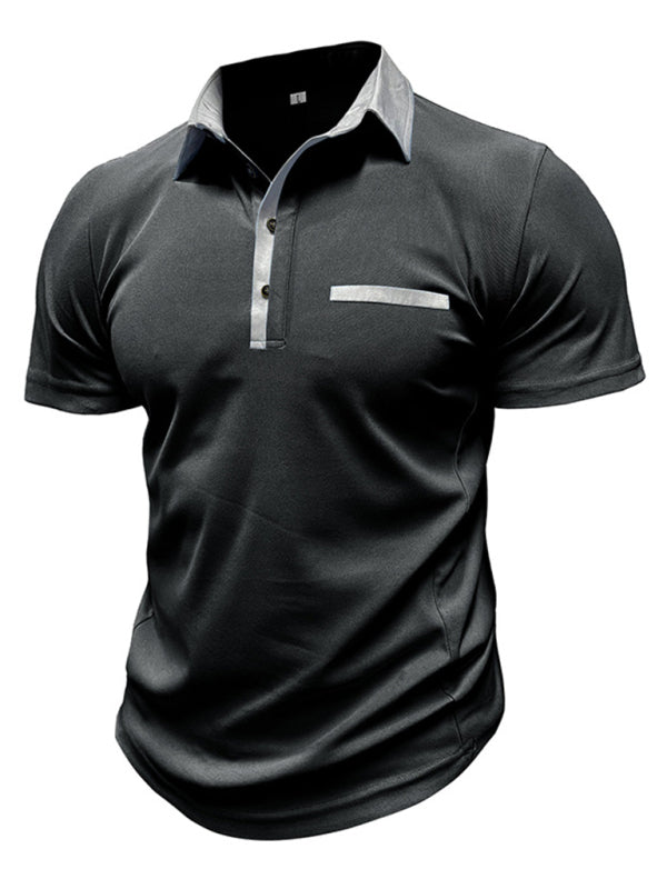Men's Casual Lapel Color Block Short Sleeve Polo Shirt Shello's Creative Boutique