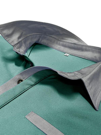 Men Lapel Colour Block Short Sleeve Polo Shirt – Effortless Sophistication - Shello's Creative Boutique