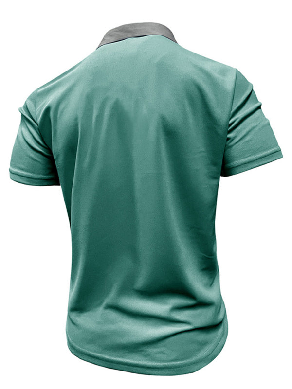 Men's Casual Lapel Color Block Short Sleeve Polo Shirt Shello's Creative Boutique