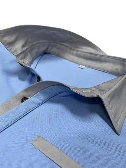 Men Lapel Colour Block Short Sleeve Polo Shirt – Effortless Sophistication - Shello's Creative Boutique