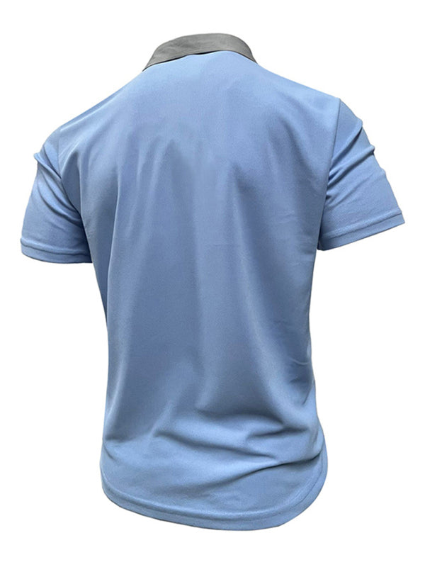 Men's Casual Lapel Color Block Short Sleeve Polo Shirt Shello's Creative Boutique