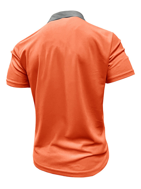 Men's Casual Lapel Color Block Short Sleeve Polo Shirt Shello's Creative Boutique