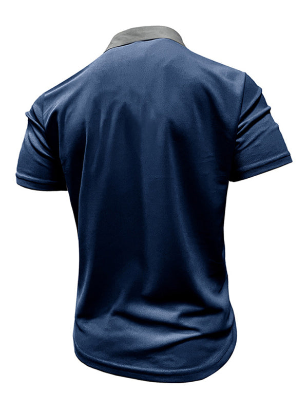 Men's Casual Lapel Color Block Short Sleeve Polo Shirt Shello's Creative Boutique