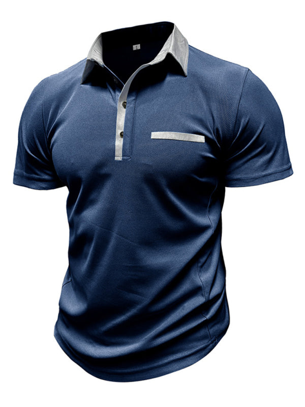 Men's Casual Lapel Color Block Short Sleeve Polo Shirt Shello's Creative Boutique
