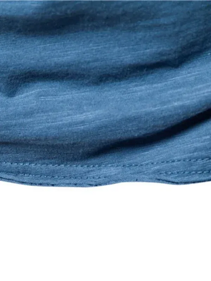 Men's V-Neck Cotton T-Shirt - New Solid Color Slub Short Sleeve Tee - Shello's Creative Boutique